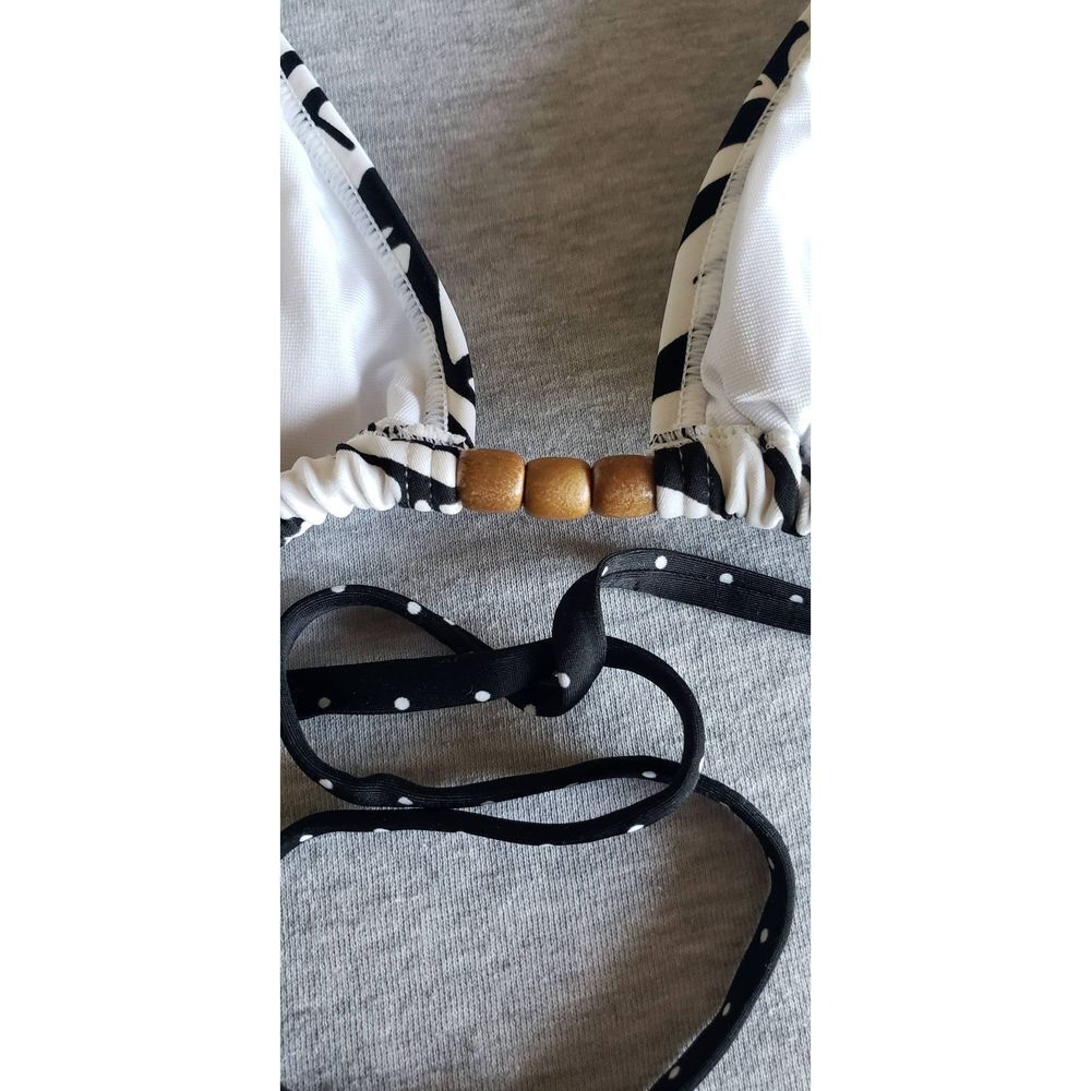 O'NEILL BLACK & WHITE TROPICS STRING TIE BIKINI TOP NWOT SIZE L - Picture 7 of 10